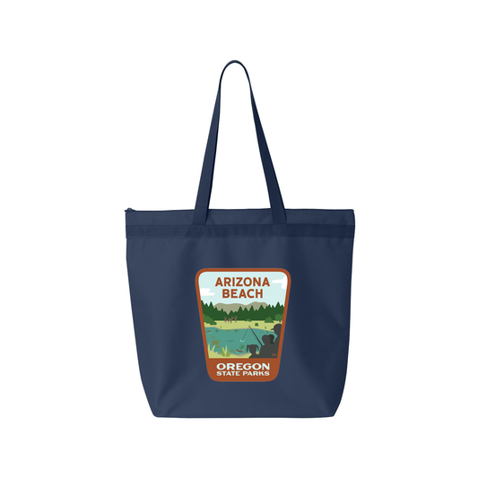 Arizona Beach Large Zippered Tote - Navy