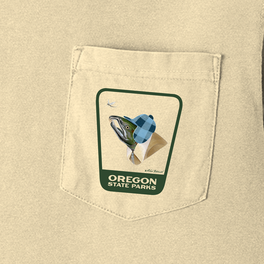 Coho Salmon Comfort Colors Heavyweight Pocket T-Shirt - pocket