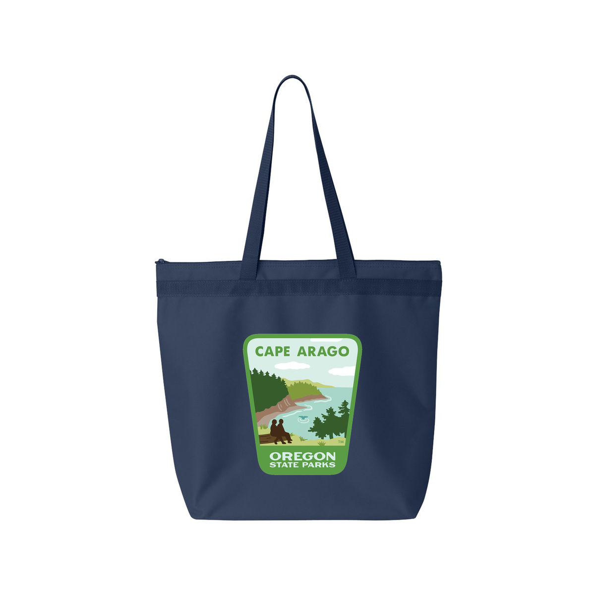 Cape Arago Large Zippered Tote - Navy