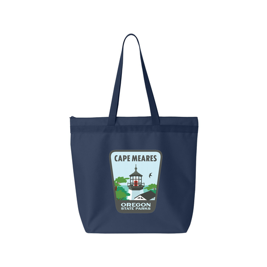 Cape Meares Large Zippered Tote - Navy