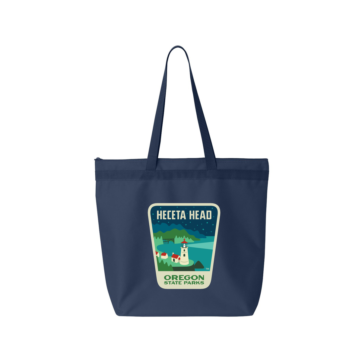 Heceta Head Large Zippered Tote - Navy