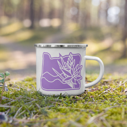 Oregon Elements Camas Lily, Enamel Mug, 12oz | Patchmarks Oregon State Parks