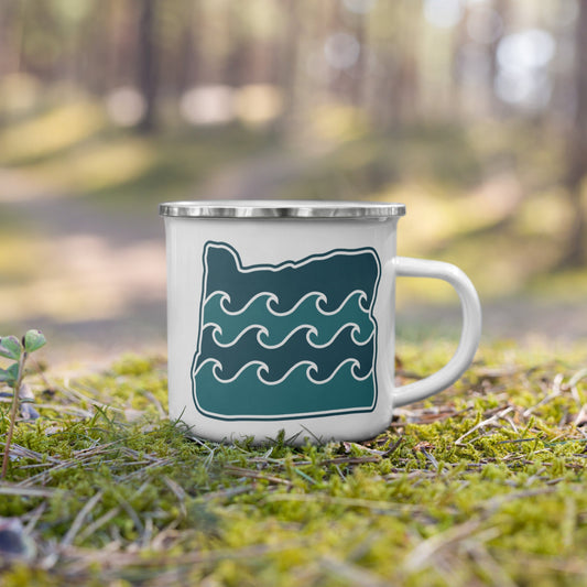 Oregon Elements Water Ways, Enamel Mug, 12oz | Patchmarks Oregon State Parks