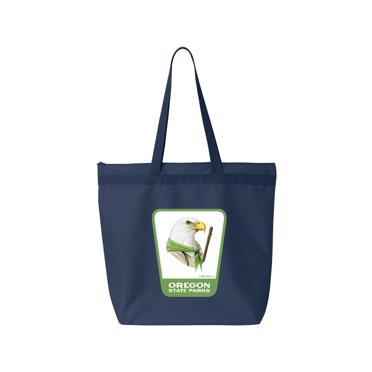 Bald Eagle Large Zippered Tote - Navy
