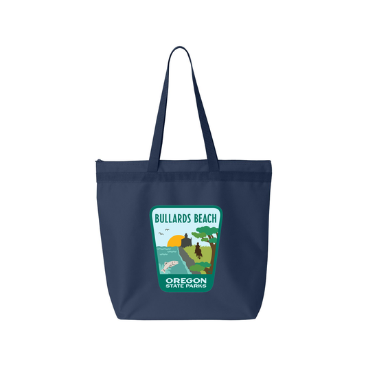Bullards Beach Large Zippered Tote - Navy