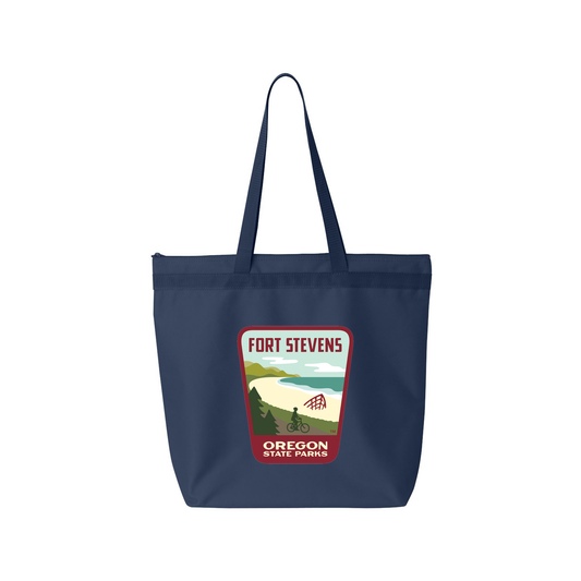 Fort Stevens Large Zippered Tote - Navy