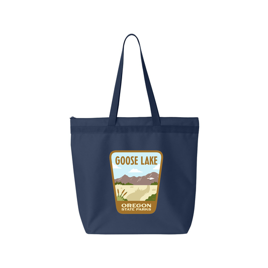Goose Lake State Recreation Area Large Zippered Tote - Navy