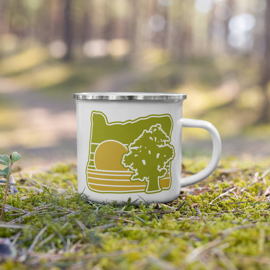 Oregon Elements Juniper, Enamel Mug, 12oz | Patchmarks Oregon State Parks