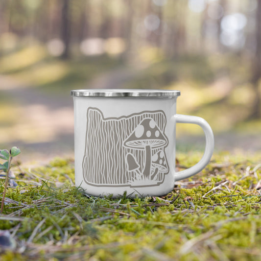 Oregon Elements Mushroom, Enamel Mug, 12oz | Patchmarks Oregon State Parks