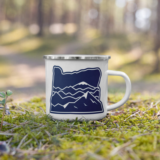 Oregon Elements Mountains, Enamel Mug, 12oz | Patchmarks Oregon State Parks