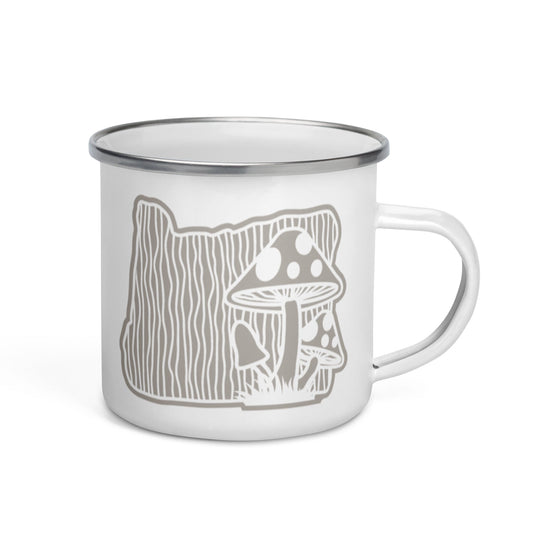 Oregon Elements Mushroom, Enamel Mug, 12oz | Patchmarks Oregon State Parks