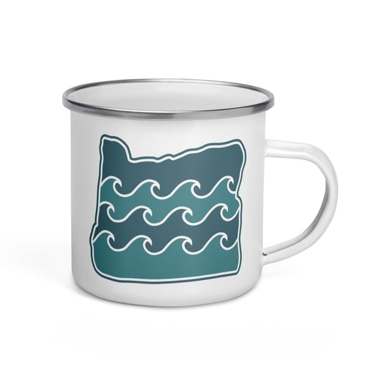 Oregon Elements Water Ways, Enamel Mug, 12oz | Patchmarks Oregon State Parks