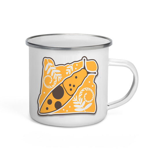 Oregon Elements Banana Slug, Enamel Mug, 12oz | Patchmarks Oregon State Parks