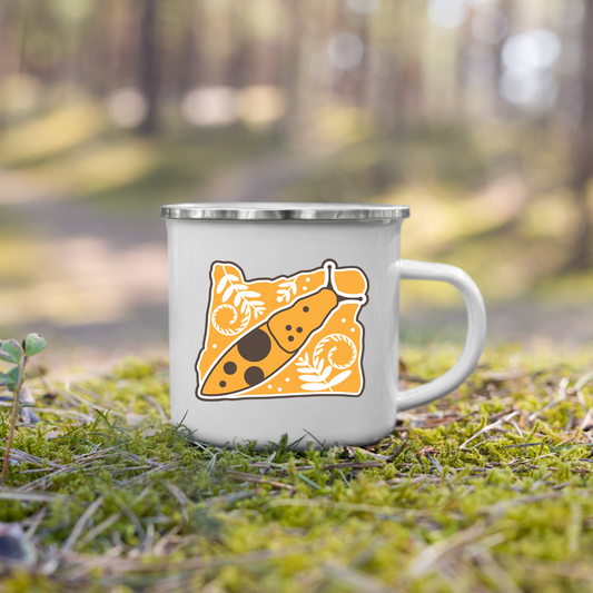 Oregon Elements Banana Slug, Enamel Mug, 12oz | Patchmarks Oregon State Parks