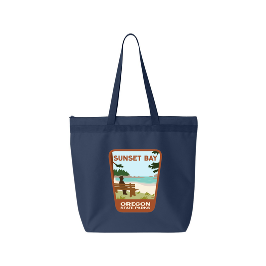 Sunset Bay Large Zippered Tote - Navy