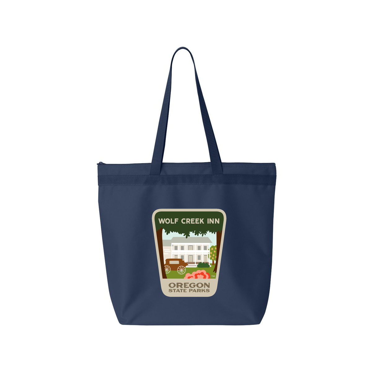 Wolf Creek Inn Large Zippered Tote - Navy